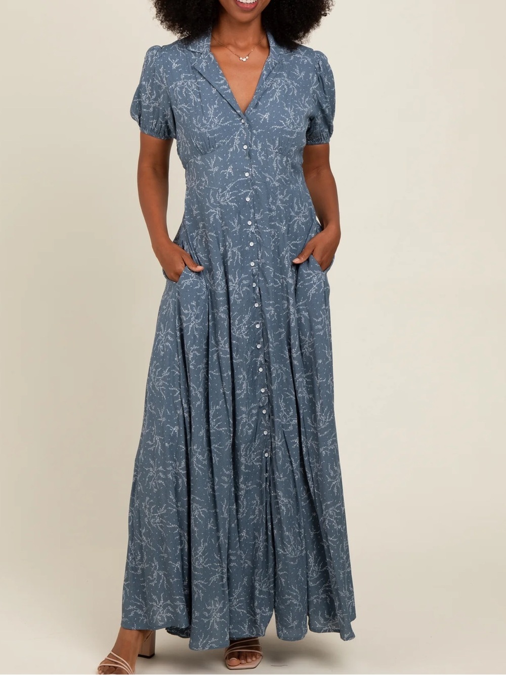 In Loom Boutique Floral Button Front Maxi Dress - S